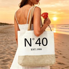 40th Gifts for , 40th Bag, Reusable Jute 1986 Tote Bag and Makeup Bags With Z…