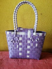 Hand made New Reusable Button Lock Small Shopper Grocery Beach Fashionable Bag