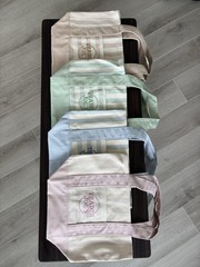 Trader Joe’s Small Canvas Stripe Tote Set of 4 Multicolor Reusable Bags 13x6x10