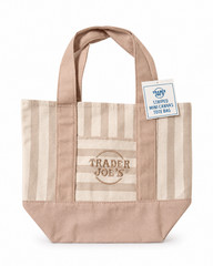 Trader Joe’s Beige Cream Striped Mini Canvas Tote Bag New w Tags Limited School