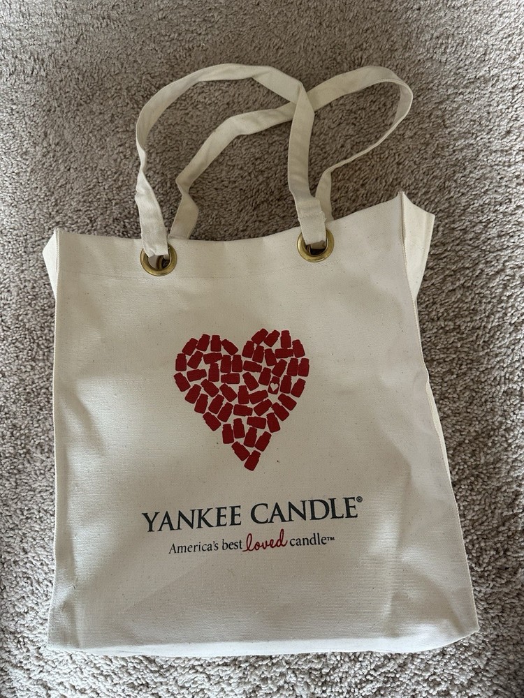 Yankee Candle Red Heart Cotton Canvas Tote Bag New
