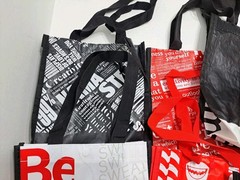 Lululemon Lot of 8 Reusable Shopping Tote Bags Small Medium Red Black White
