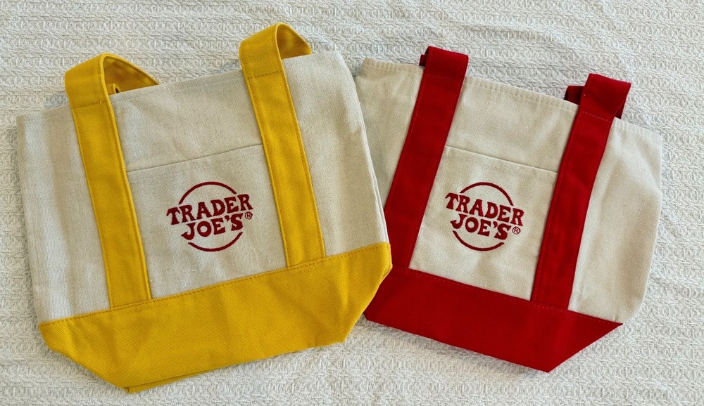 NEW Trader Joe’s Mini Canvas Tote Bag Set – Red & Yellow, 2 Pack