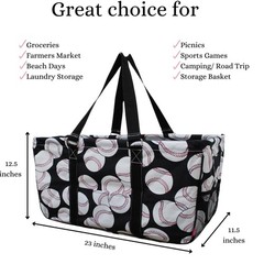 Utility Tote Bag (Baseball-black)