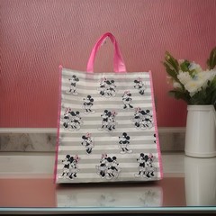 Disney’s Mickey/Minnie LG reusable tote bag white Black pink handles & Trim NWOT