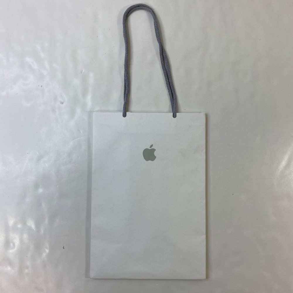 Apple Eco Friendly Shopping Bag White Gray Knit Handle Recyclable