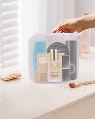 Small Clear Silicone Pouch, Mini Makeup Travel Bag Cute Make up 2-Light Pink