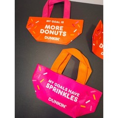 3 Dunkin Donuts Mini Reusable Mini Tote Bag My Goal Is More Donuts Sprinkles