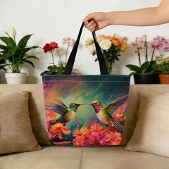 Floral Hummingbird Tote Bag Reusable Grocery Bags Cute Aesthetic Shopping Sho…