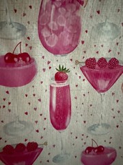 TJ MAXX REUSABLE LARGE SHOPPING BAG NEW CHERRY MARTINI COCKTAIL GLASS DRINK PINK