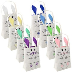 Easter Bunny Bags, Easter Bunny Baskets Rabbit Ears Design Jute Cloth Tote Ba…