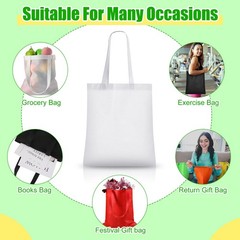50 Pack Non Woven Bags with Handles 13 x 15 Inch Reusable Tote Bulk Grocery G…