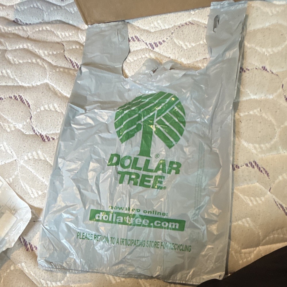 Dollar Tree Plastic Shopping Bag Logo Gray/Green 14x6x12 in