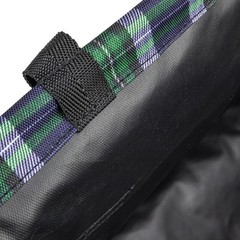 Multi-purpose grocery tote bag with waterproof vinyl lining and plaid pattern