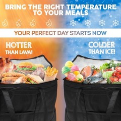 Black Thermal Pizza Bag 23×14.5×15, Pack of 2 Insulated Food Delivery Bags
