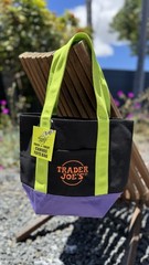 Trader Joe’s Trick-or-Treat Canvas Tote Bag, Black Green Purple Orange