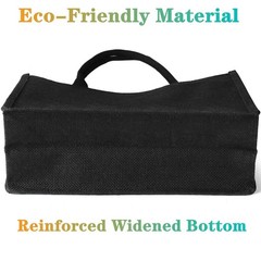 6 Pack Large Jute Burlap Tote Bag, Black Jute Beach Bag with Laminated Interi…