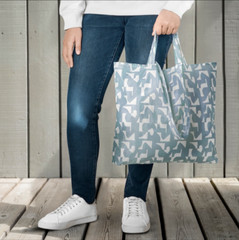 2 PK~IKEA SKYNKE Reusable Blue Gray Shopping Tote Medium Folding Eco Bag