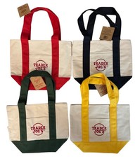 Trader Joe’s Mini Canvas Tote Bag Set Of 4 Blue Green Yellow Red Brand New 2025