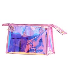 ccHuDE Laser PVC Cosmetic Bag Holographic Iridescent 22 x 7 x 14cm, Pink
