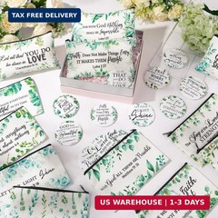 Geelin 24 Pcs Christian Gifts Bulk for Women 12 Green Leaf Religious Canvas Make