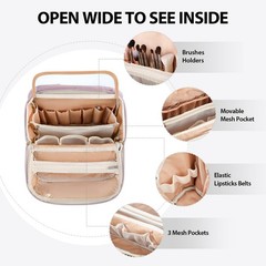 JOYYTUU Standing Makeup Bag, Large Capacity with Room for Dusty Purple