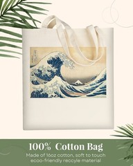 Canvas Tote Bag Aesthetic for Women, Cute Trendy Wave Reusable Cloth Cotton B…