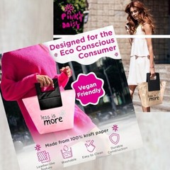 6.6L Eco-Friendly Kraft Paper Reusable Tote Bag w/Vegan Leather Handles NWT