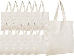 Canvas Tote Bags, 13″X15″, Pack of 15, Natural