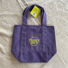 Trader Joe’s – Mini Canvas Tote Bag – Purple & Green – Limited Edition – New