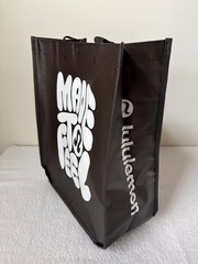Lululemon Logo Large Reusable Shopping Tote Bag w/ Handles 16.5″ X 14″ NEW Brown