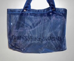 Bath & Body Works Blue Embroidered Mesh See Through Shopping Tote Bag
