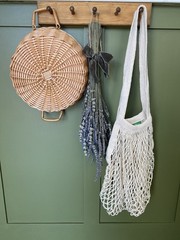 2 Pack Reusable Cotton Mesh Farmers Market Bag, Grocery Tote Net Shopping Bag…
