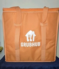Grub Hub Insulated Food Pizza XL Delivery Bag Orange Zip Box Cube 19×19.5×9.5