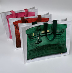 Reusable Designer Inspired Grocery Tote with Purple Croc Bag Print MSRP $89 NEW