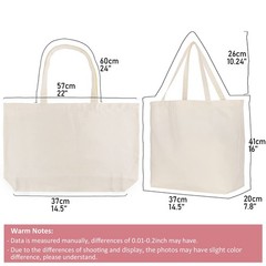 Koolmox Tote Bag Bulk with Zipper, 6-Pack 22x16x7.8” Beige Tote Bag, 12Oz Du…