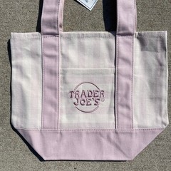 Set of 4! Trader Joe’s Canvas MINI Tote Bags PASTEL STRIPE Blue Green Pink Khaki