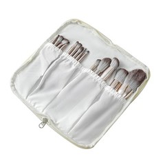 JOVAKIT Quilted Makeup Brush Holder Travel Cosmetic Bag for Blue Floral
