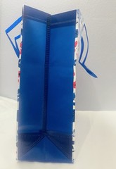 Reusable Foldable Plastic Shopping Bag Blue Red White Floral Pattern