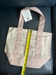 trader joe’s pastel stripe mini tote bags set of 2!! beige and pink!!!