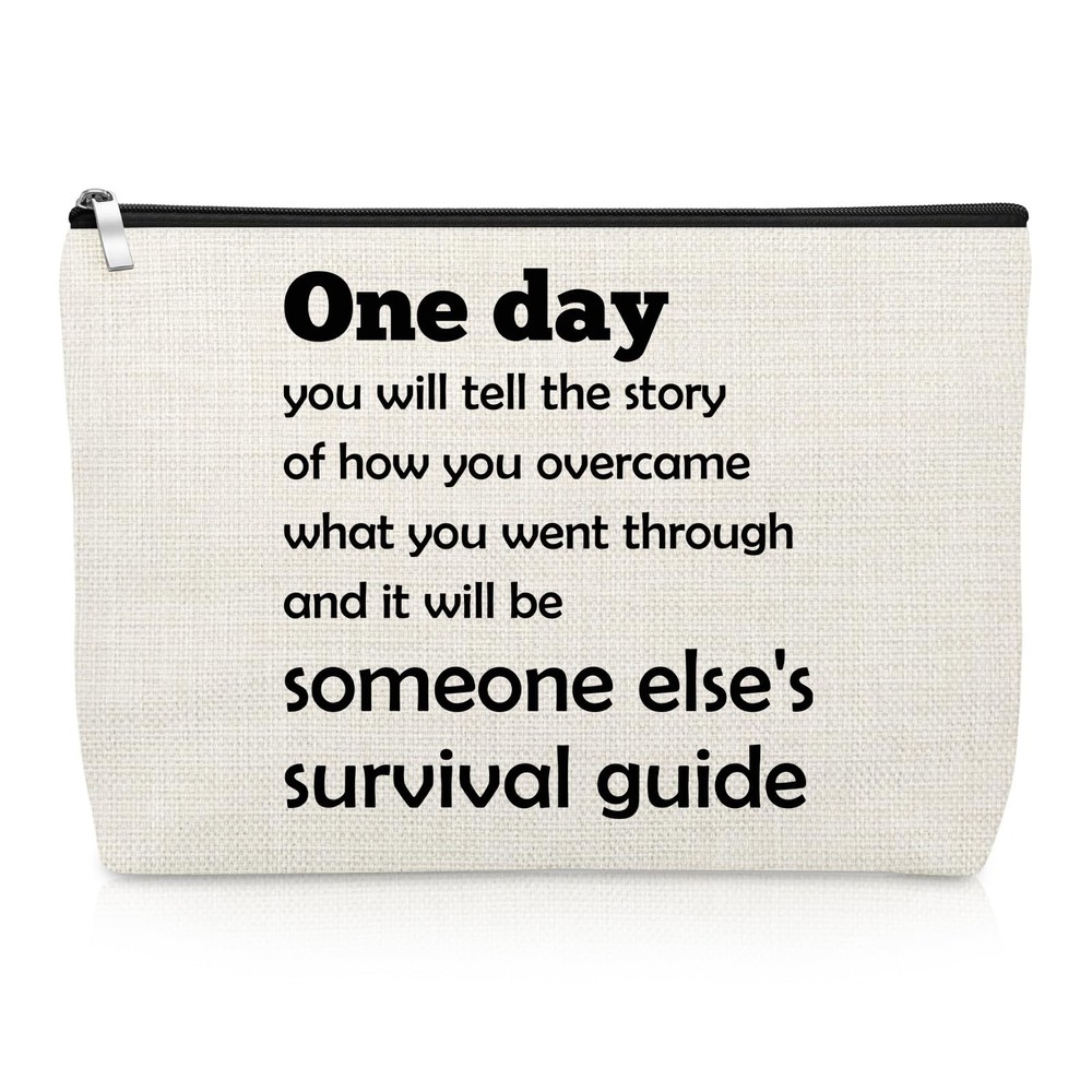 Inspirational Quotes Makeup Bag for Women Men Best Friend Positive Off White