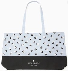 KATE SPADE BLUE WITH BLOSSOMS & DOT LARGE CANVAS TOTE L02723 NEW IN PACKAGE