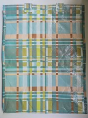 Plaid Reusable Shopping Tote Bag Size 6x13x16.5″ Multicolor Teal Large