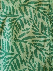Reusable Green Print Linen-Cotton Magnetic Snap Closure Shopping Shoulder Bag