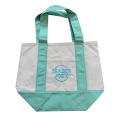 Trader Joe’s Mini Pastel Canvas Foldable Tote Bags Colorblock Set of 4