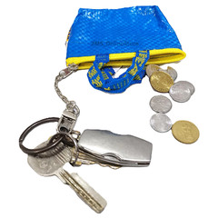 IKEA Knolig Mini Small Coin Purse Bag Zipper Keychain Blue 9x3x7cm 2 Pcs