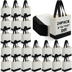 24 Pack Mini Canvas Tote Bag 8” x 4” x 10” Small Sublimation Blank Canvas