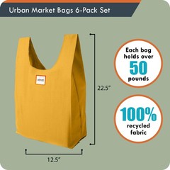 – Meadow – 6 Foldable Reusable Shopping Bags in 1 Compact Pouch, Luxury Quali…