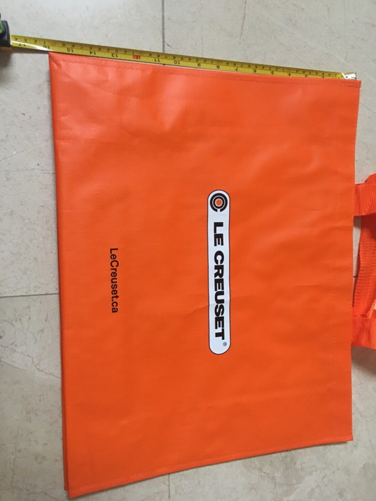 20x16x5.75″ LE CREUSET Large Orange Eco-Friendly Reusable Shopping Bag Tote X 2