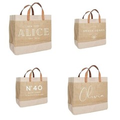 Sustainable Luxury Leather Handle Reusable Jute Bags Eco-Friendly Elegance